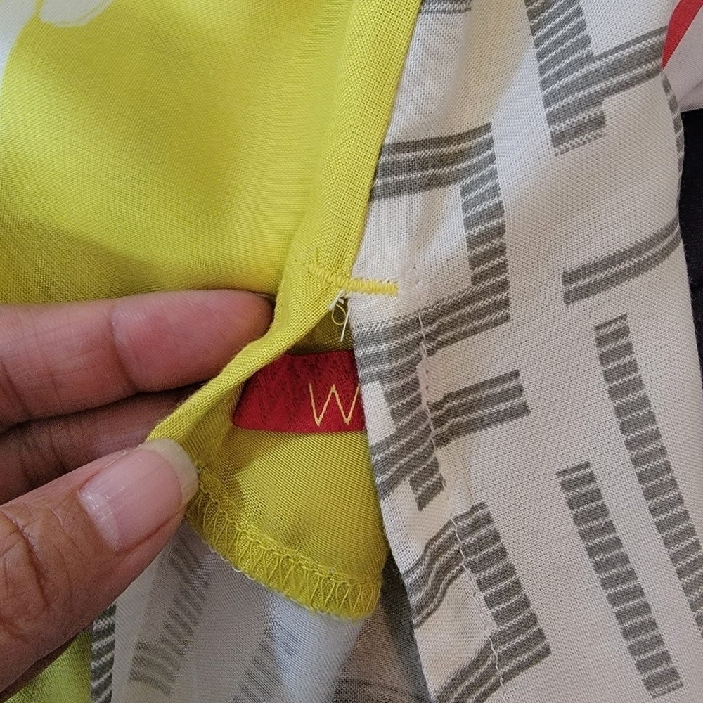 W Woman Primted Straight Kurta Sz 10 Yellow White Birdies Indian Pakistan Tunic - Picture 9 of 12